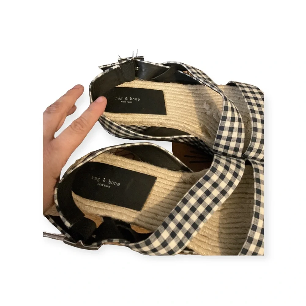 Women’s NWOT blue and white checkered Rag‎ & Bone platform sandals, size 40 (10)